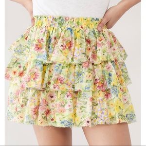 LoveShackFancy Brynlee Skirt - Rainbow (yellow)